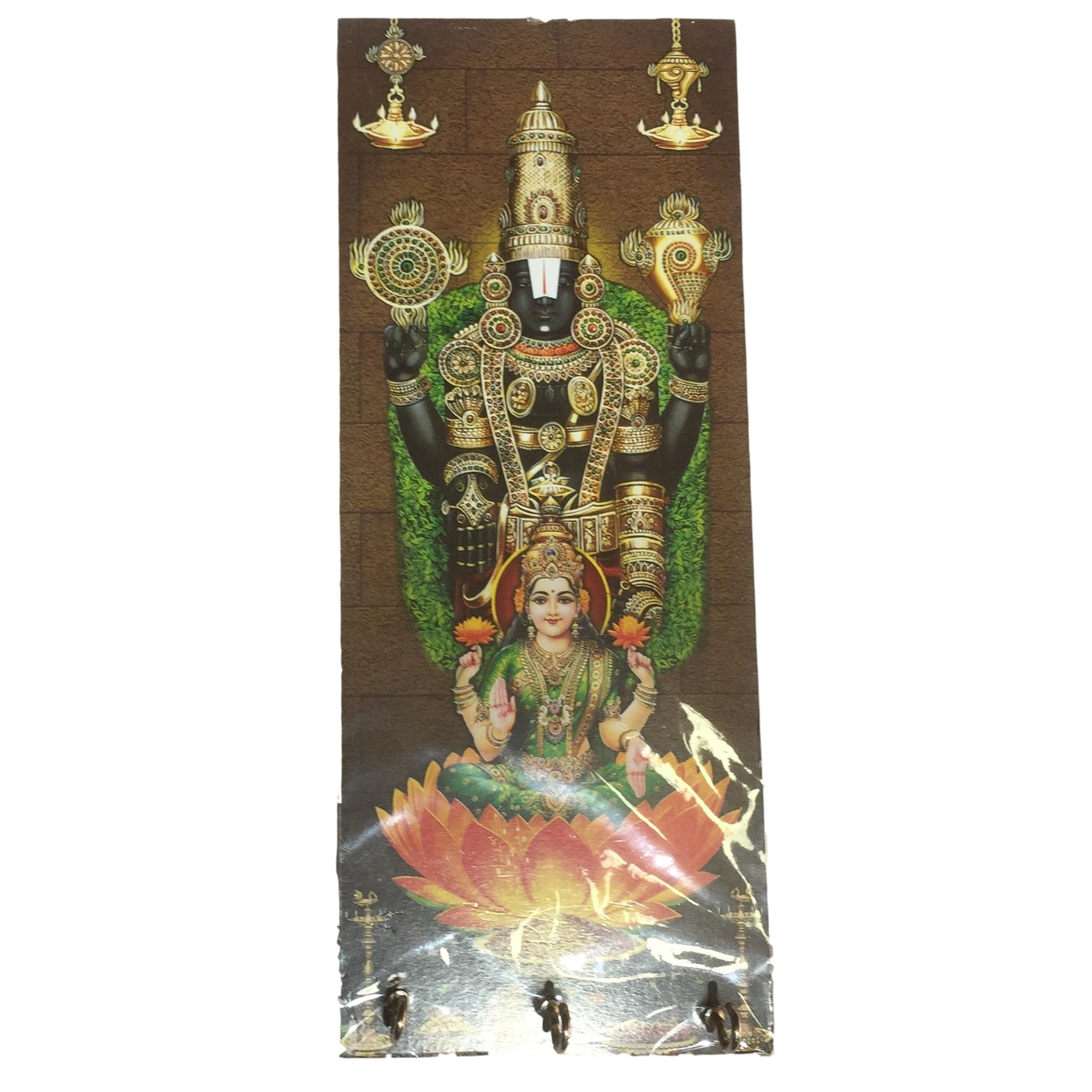 Balaji Lakshmi Wooden Key Holder 3 hooks