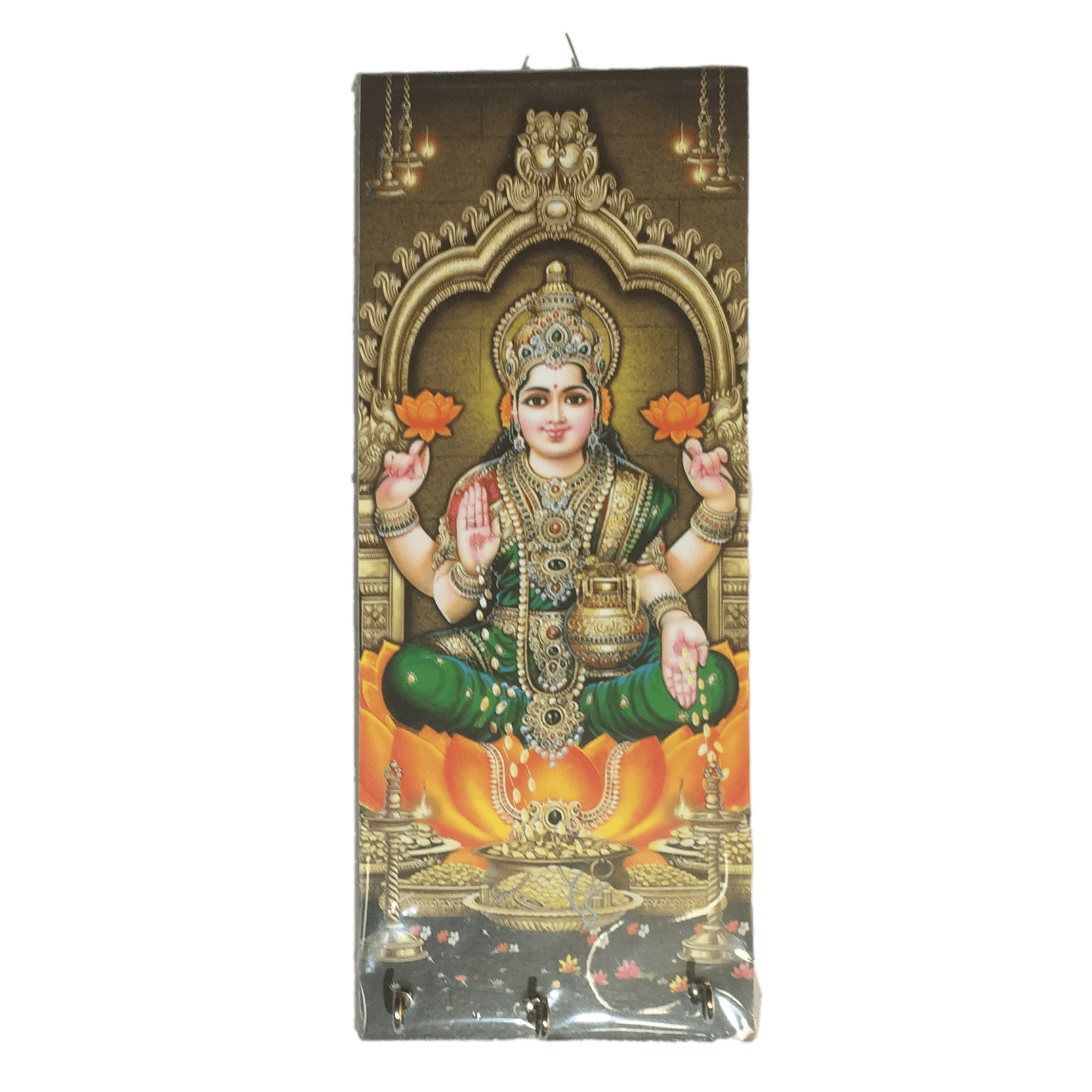 Dhanalakshmi Wooden Key Holder 3 hooks