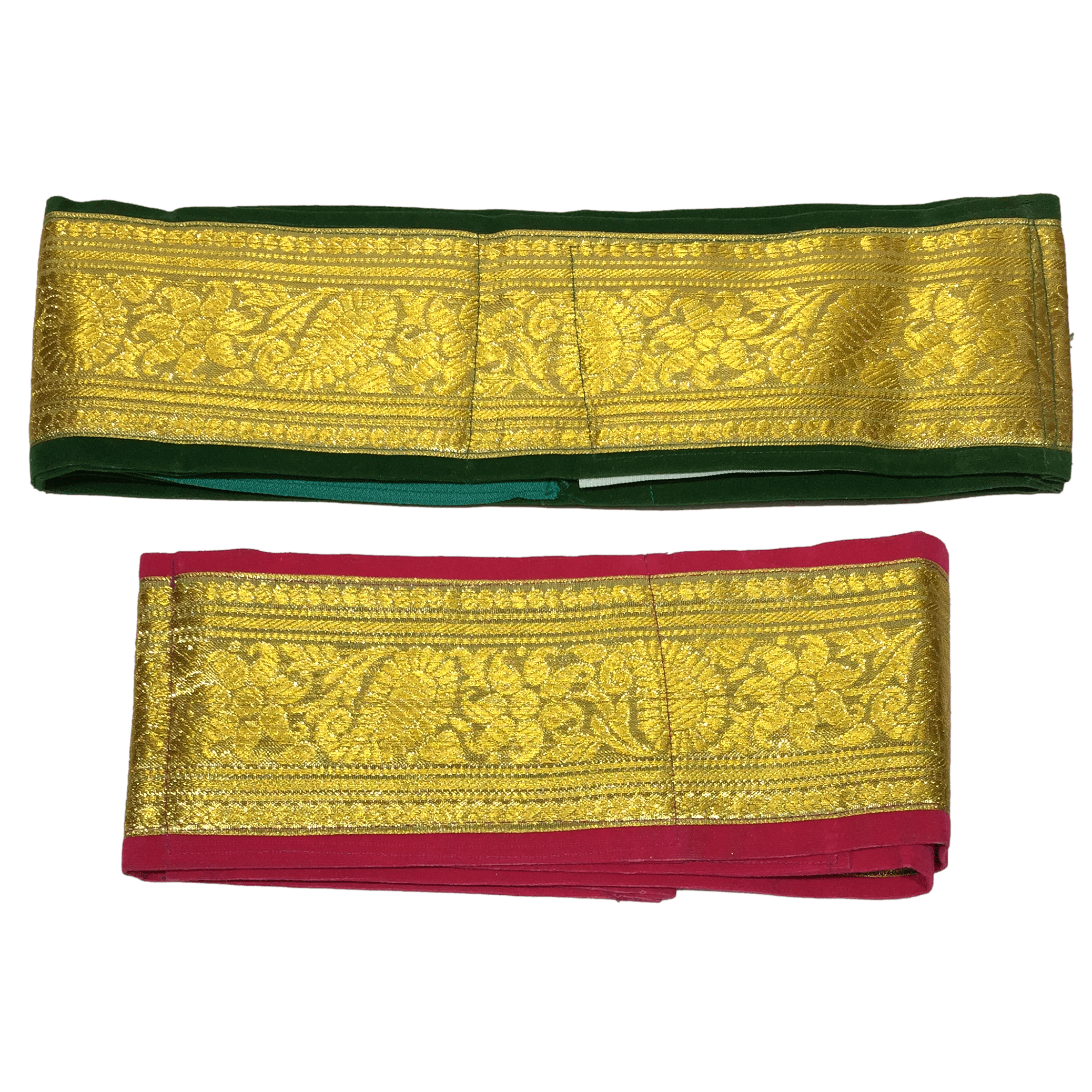 Floral Design Velvet Fabric Waist Belt with Pocket Height 8.5 inches