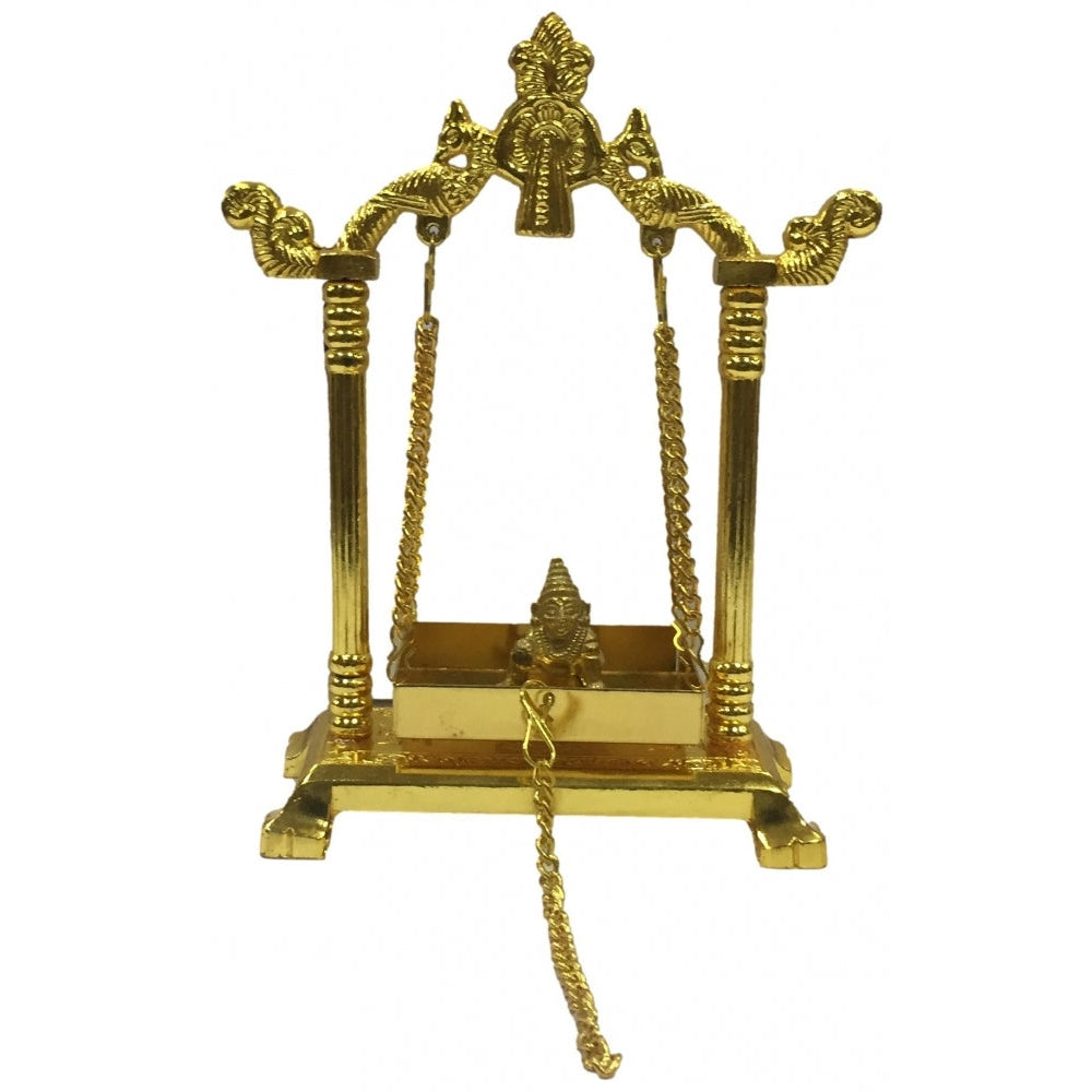 Golden Jhula or Swing or Unjal for Krishna or Ganesh Decorative showpiece 8 inch