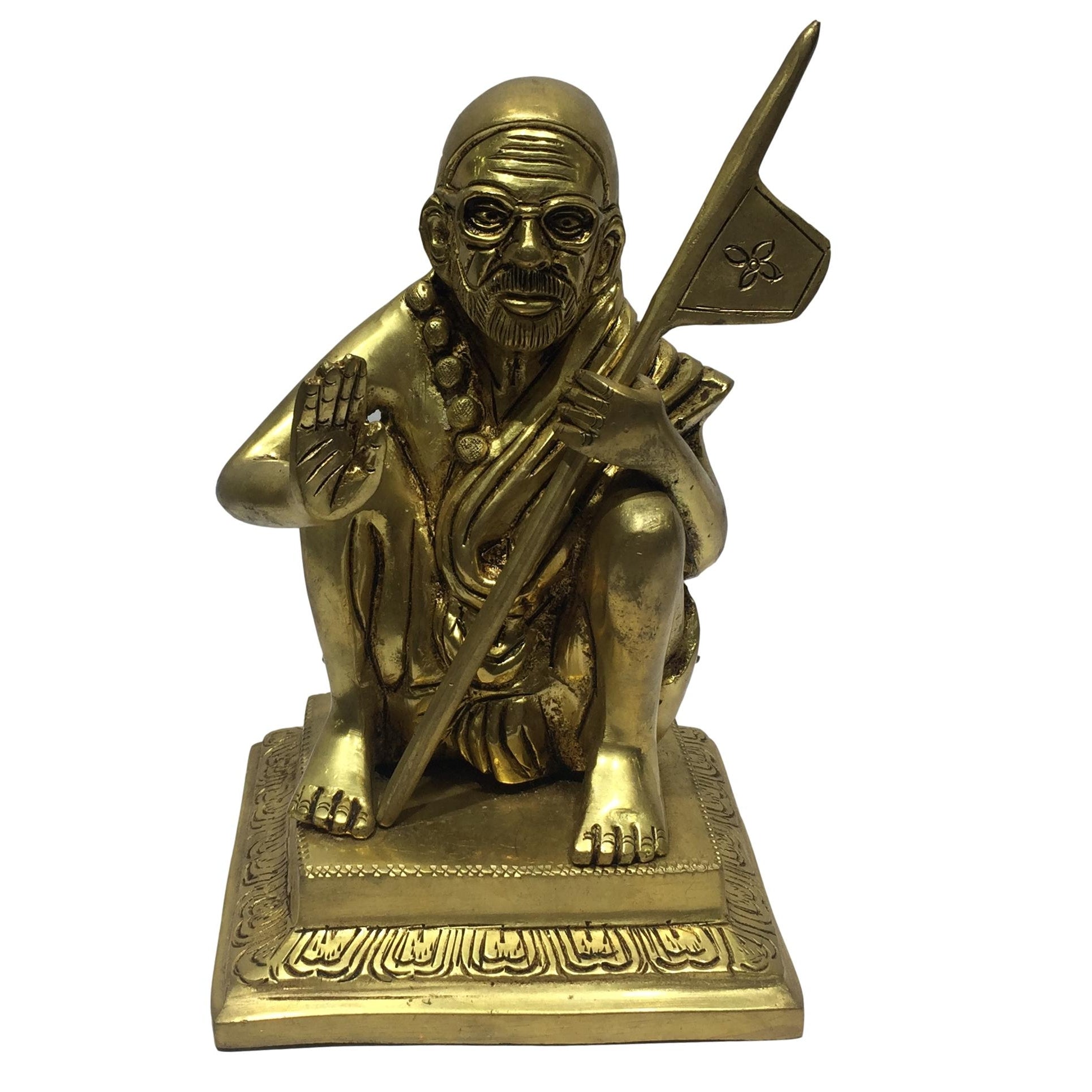 Kanchi Maha Periyava Brass Antique 7 Inch - Sri Prarthana