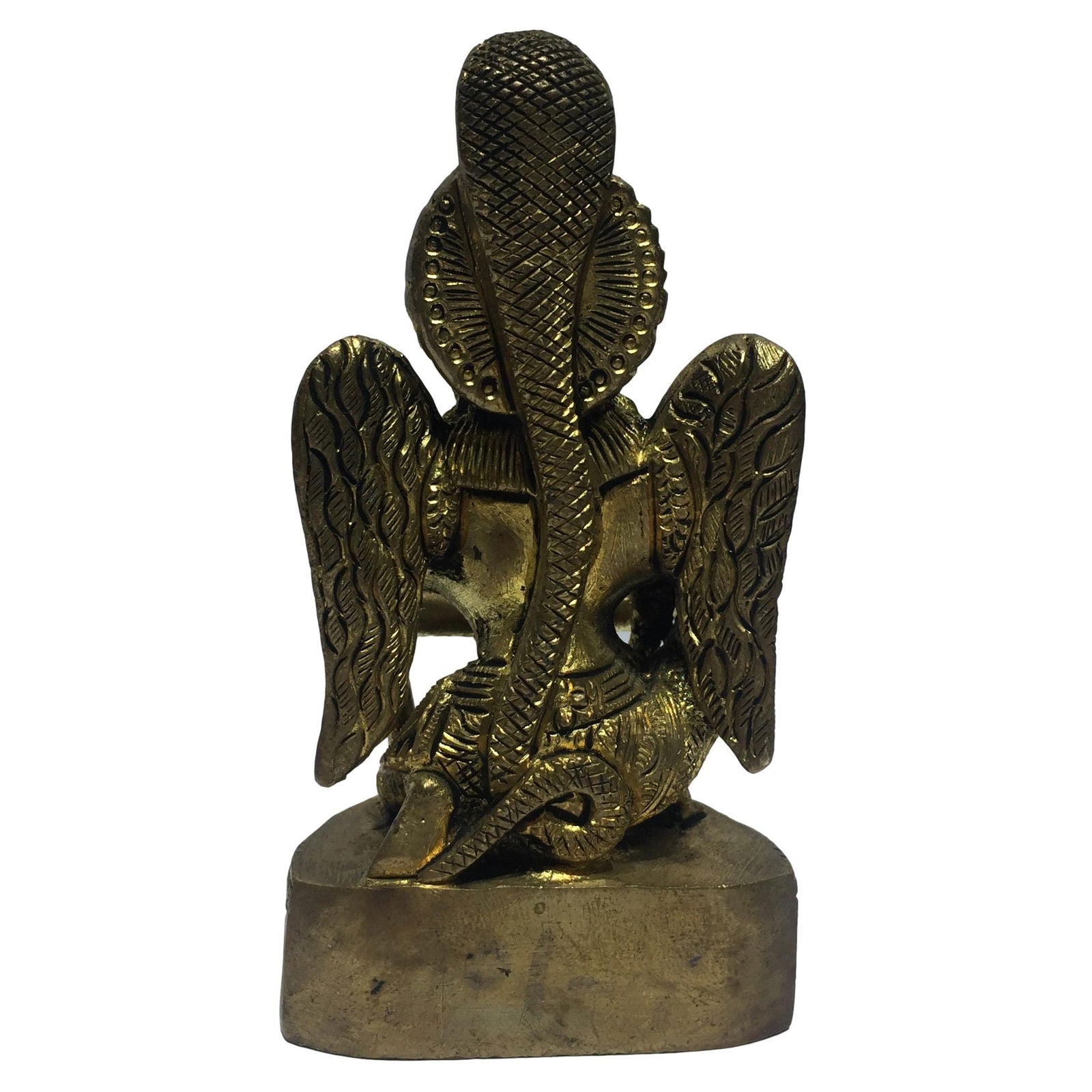 Kneeling Garuda Vahana on Round Dais Brass Antique 4.25 Inch - Sri Prarthana
