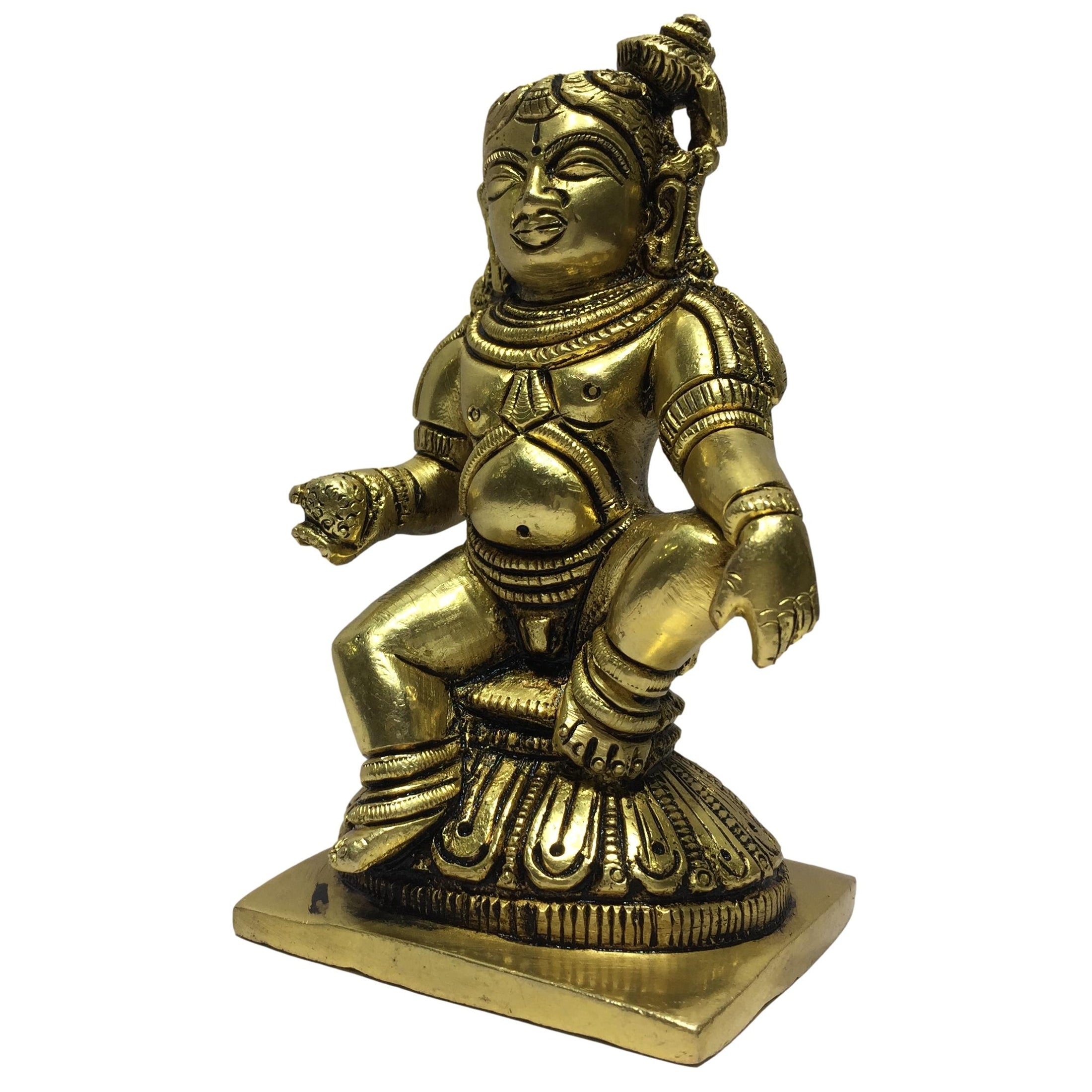 Laddu Krishna Brass Antique 4.5 Inch - Sri Prarthana