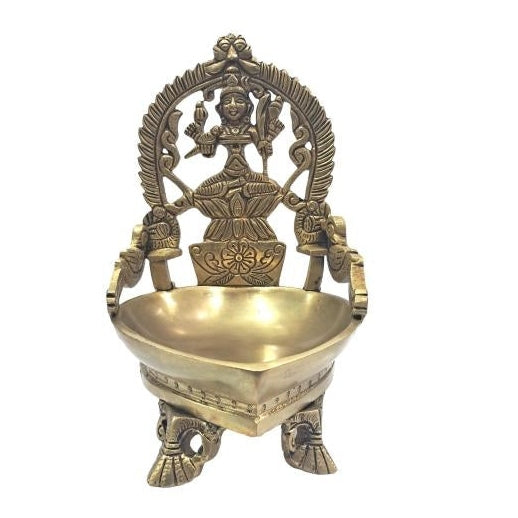 Golden Brass Kanchi Kamakshi Vilakku on 3 Legs Stand / Kamatchi Diya / Pooja Deepak Size 7 & 9 inch