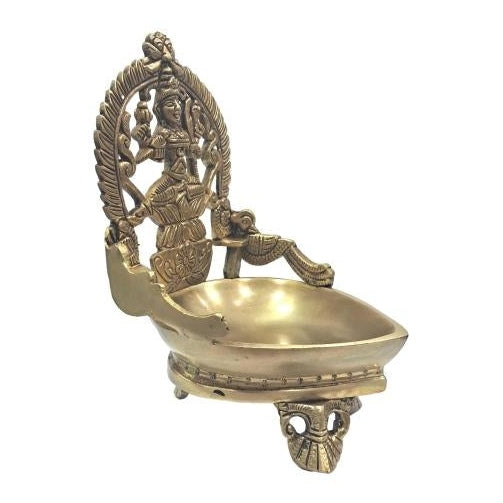 Golden Brass Kanchi Kamakshi Vilakku on 3 Legs Stand / Kamatchi Diya / Pooja Deepak Size 7 & 9 inch