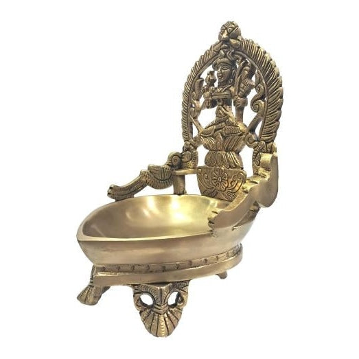 Golden Brass Kanchi Kamakshi Vilakku on 3 Legs Stand / Kamatchi Diya / Pooja Deepak Size 7 & 9 inch