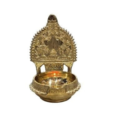 Brass Shanku Chakra Design Kuber Deep Size 6 inch