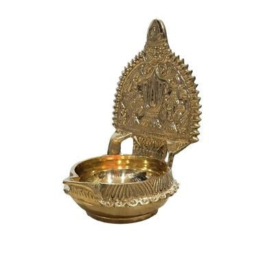 Brass Shanku Chakra Design Kuber Deep Size 6 inch