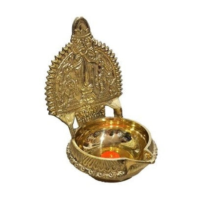 Brass Shanku Chakra Design Kuber Deep Size 6 inch