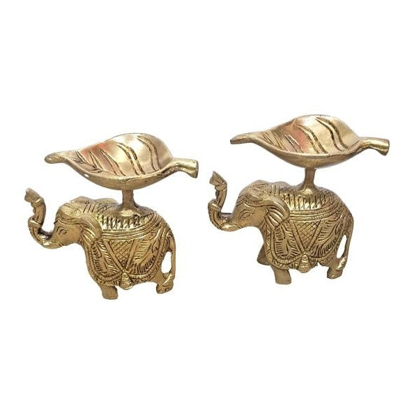 Brass Elephant Lamp Pair - 4 Inches