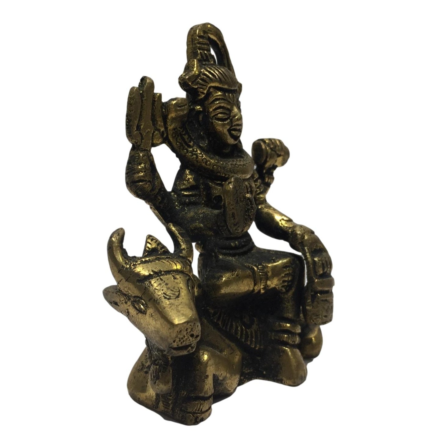 Mahadev sitting on Nandi Brass Antique 3 Inch - Sri Prarthana