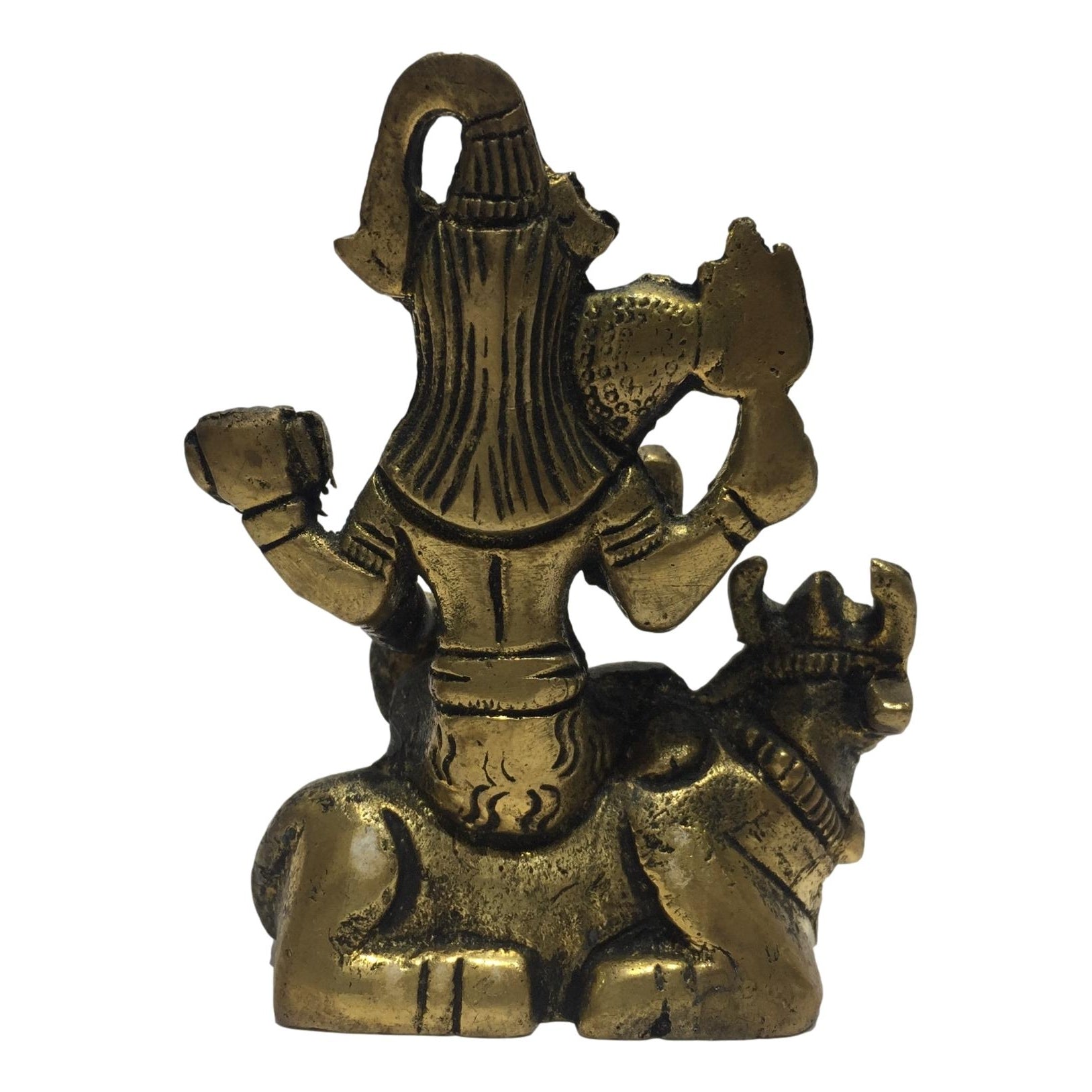 Mahadev sitting on Nandi Brass Antique 3 Inch - Sri Prarthana