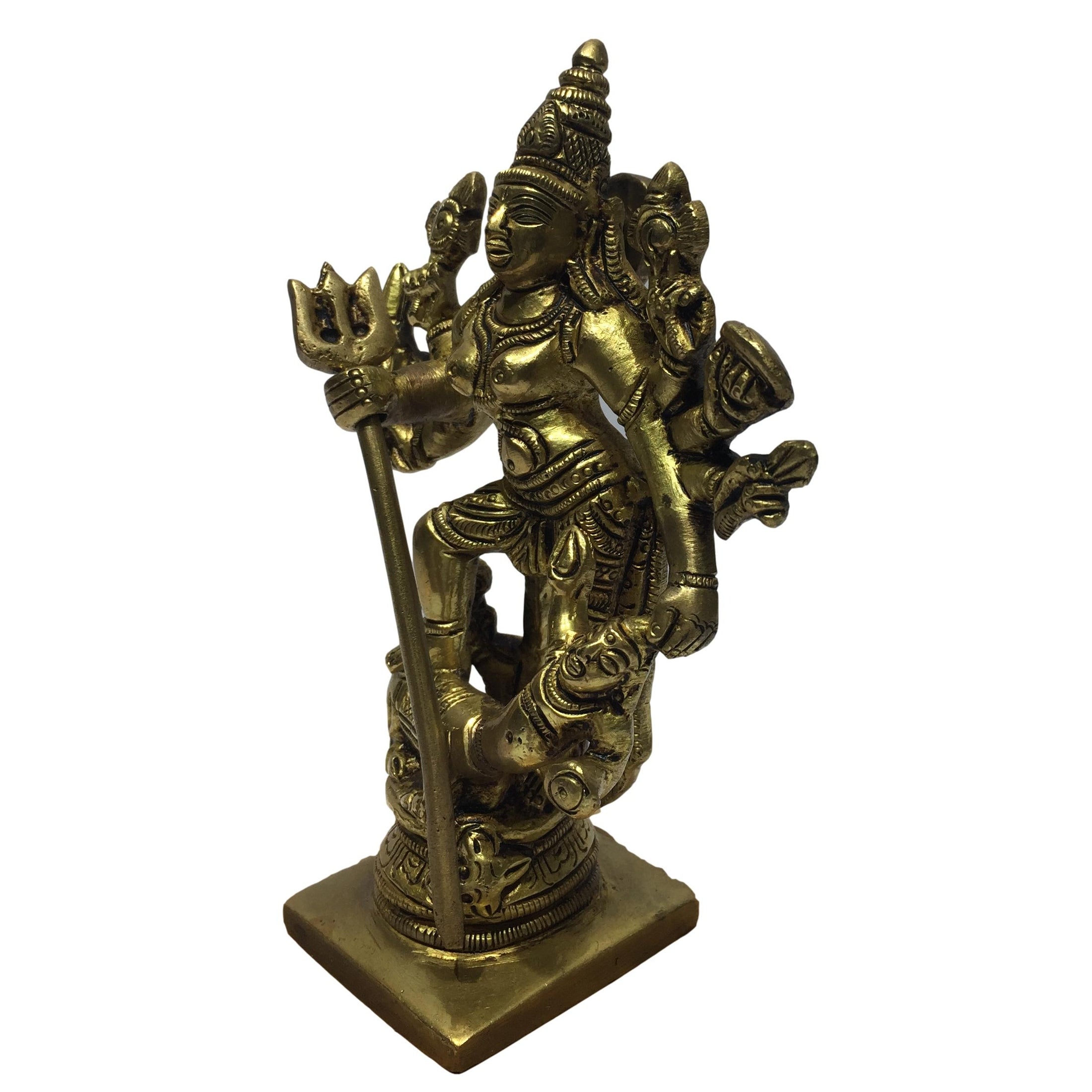 Mahishasuramardhini Brass Antique 5 Inch - Sri Prarthana