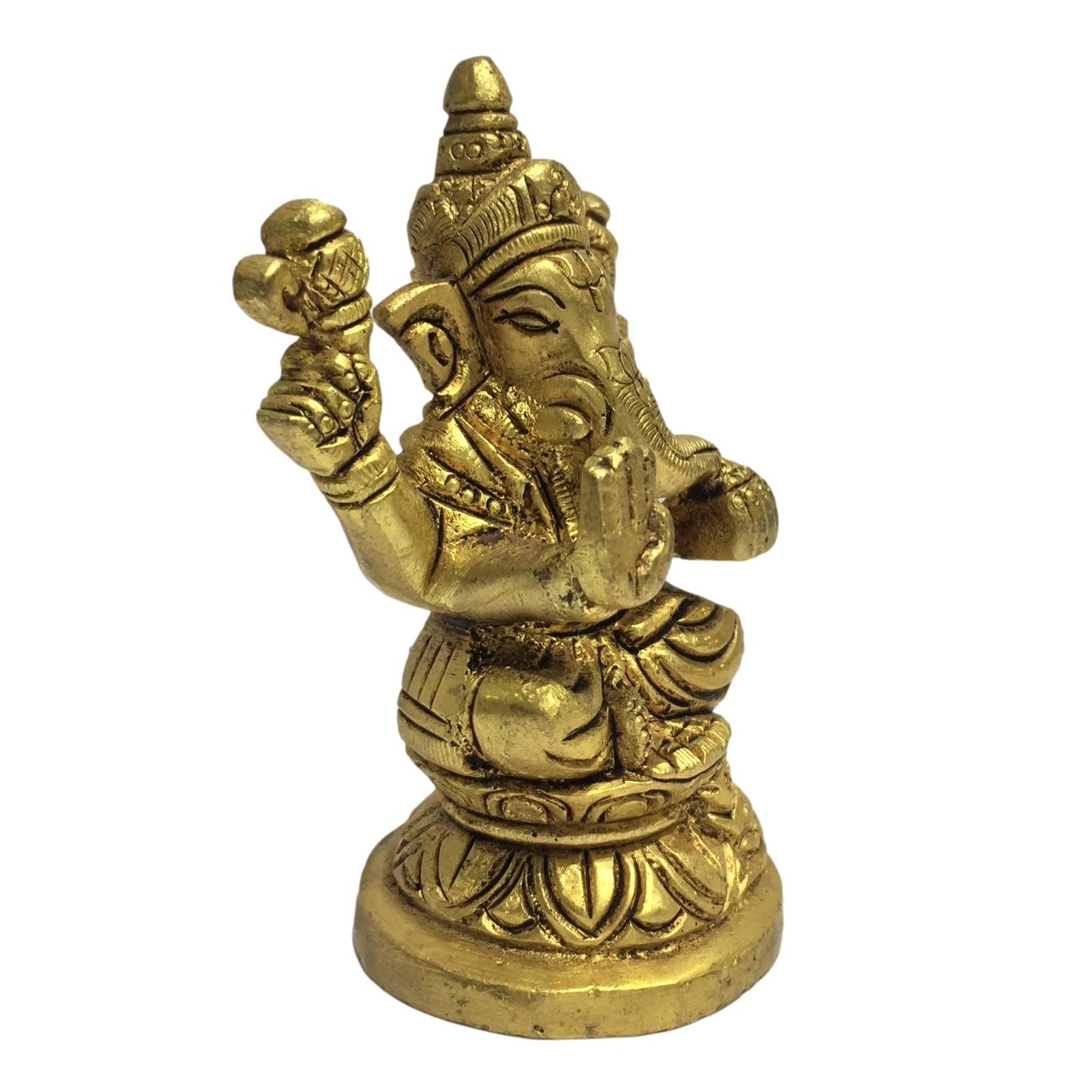 Mooshika Ganesh Sitting Brass Antique 2.75 Inch - Sri Prarthana