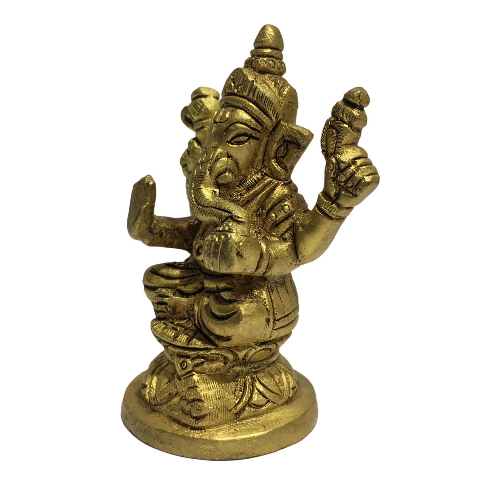 Mooshika Ganesh Sitting Brass Antique 2.75 Inch - Sri Prarthana