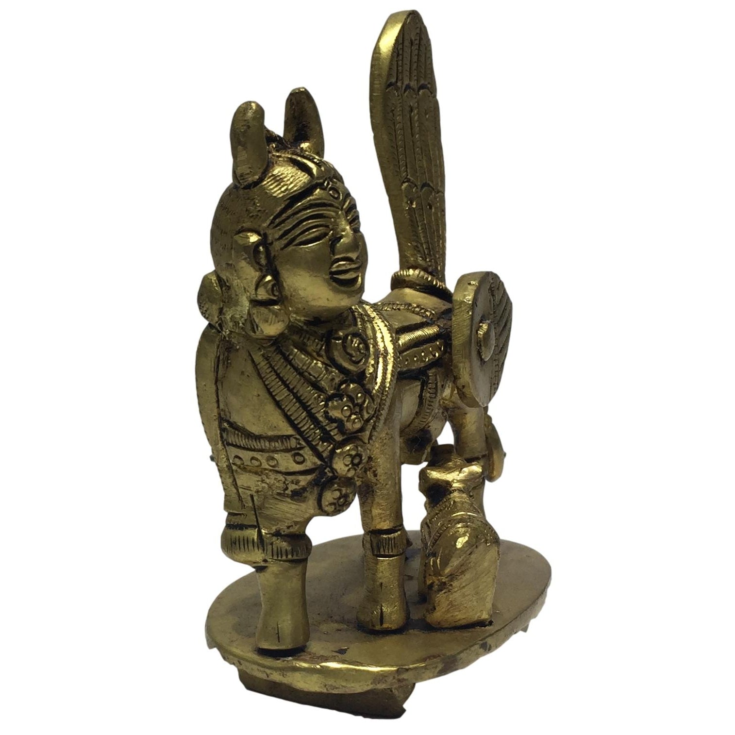 Nandhini Kamadenu Brass Antique Figurine 4.5 Inch - Sri Prarthana