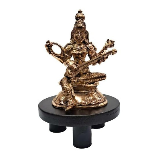 Panchaloha Goddess Kalaimagal Saraswati Devi Pooja Decorative Figurine size 3.5 Inch