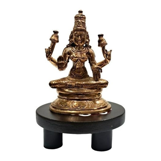 Panchaloha Goddess Sri Mahalakshmi Sitting Prathima Pooja Decorative Figurine size 4 Inch