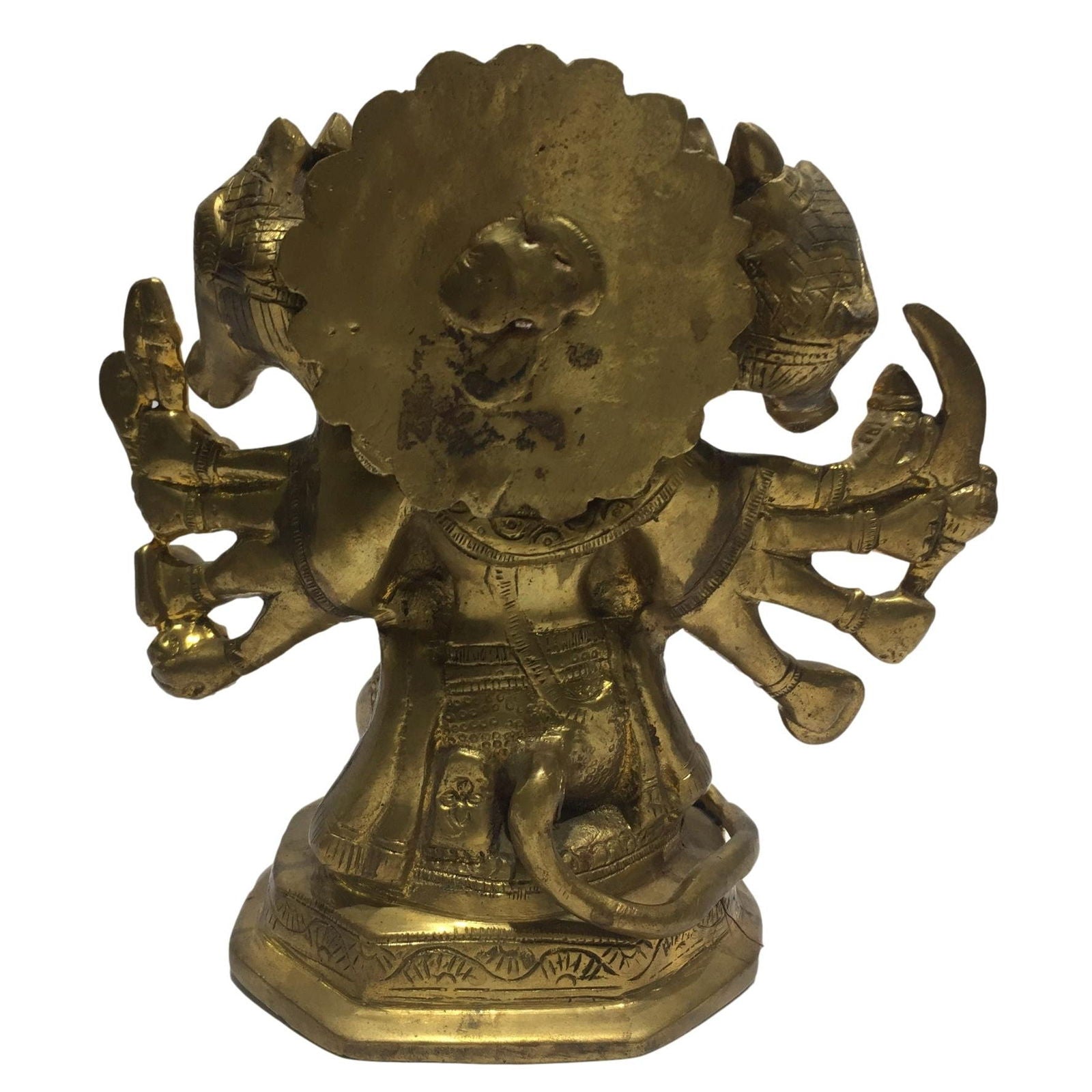 Panchamukha Anjaneya kneeling Brass 4.5 inch - Sri Prarthana