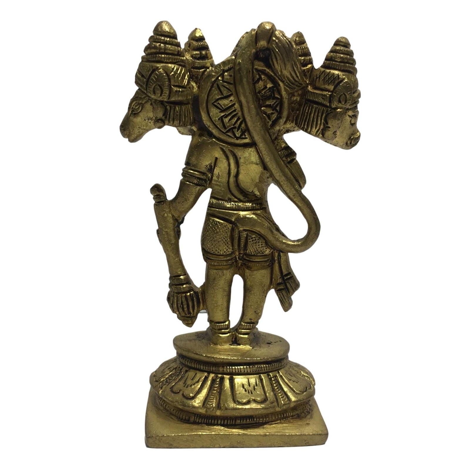 Panchamukha Hanuman Standing with 2 hands Brass Antique 4 inch - Sri Prarthana
