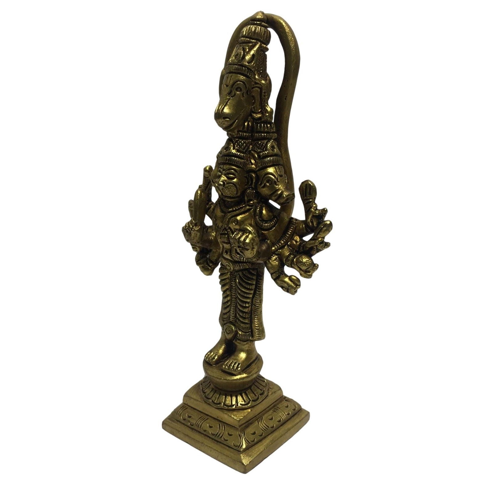 Panchamukha Hanuman with Hayavadana on Top Brass Antique 4.5 inch - Sri Prarthana