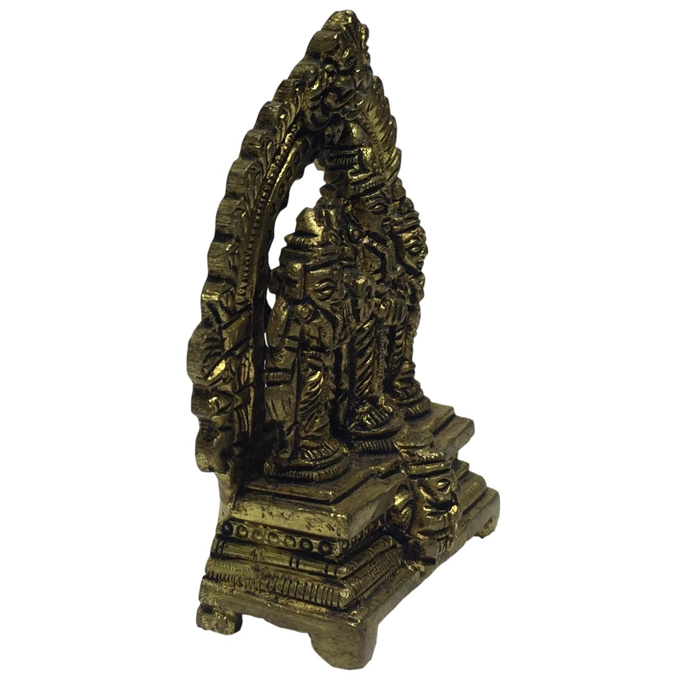 Perumal with Sri Devi Boo Devi in Arch with Garudan Brass Antique Vigraham 3 Inch - Sri Prarthana