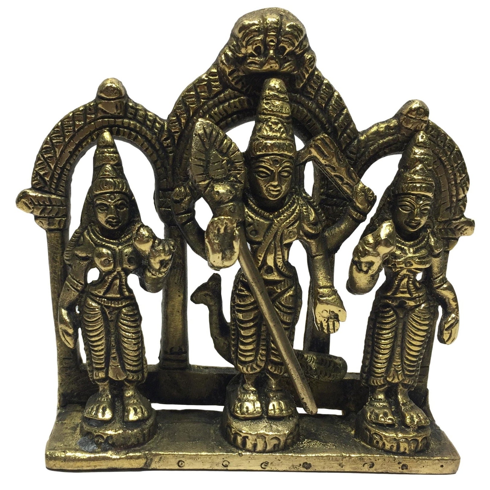 Prabhai Murugan Valli Deivanai Brass Antique Sculpture or Arch Karthikeya Idol 4 Inch - Sri Prarthana
