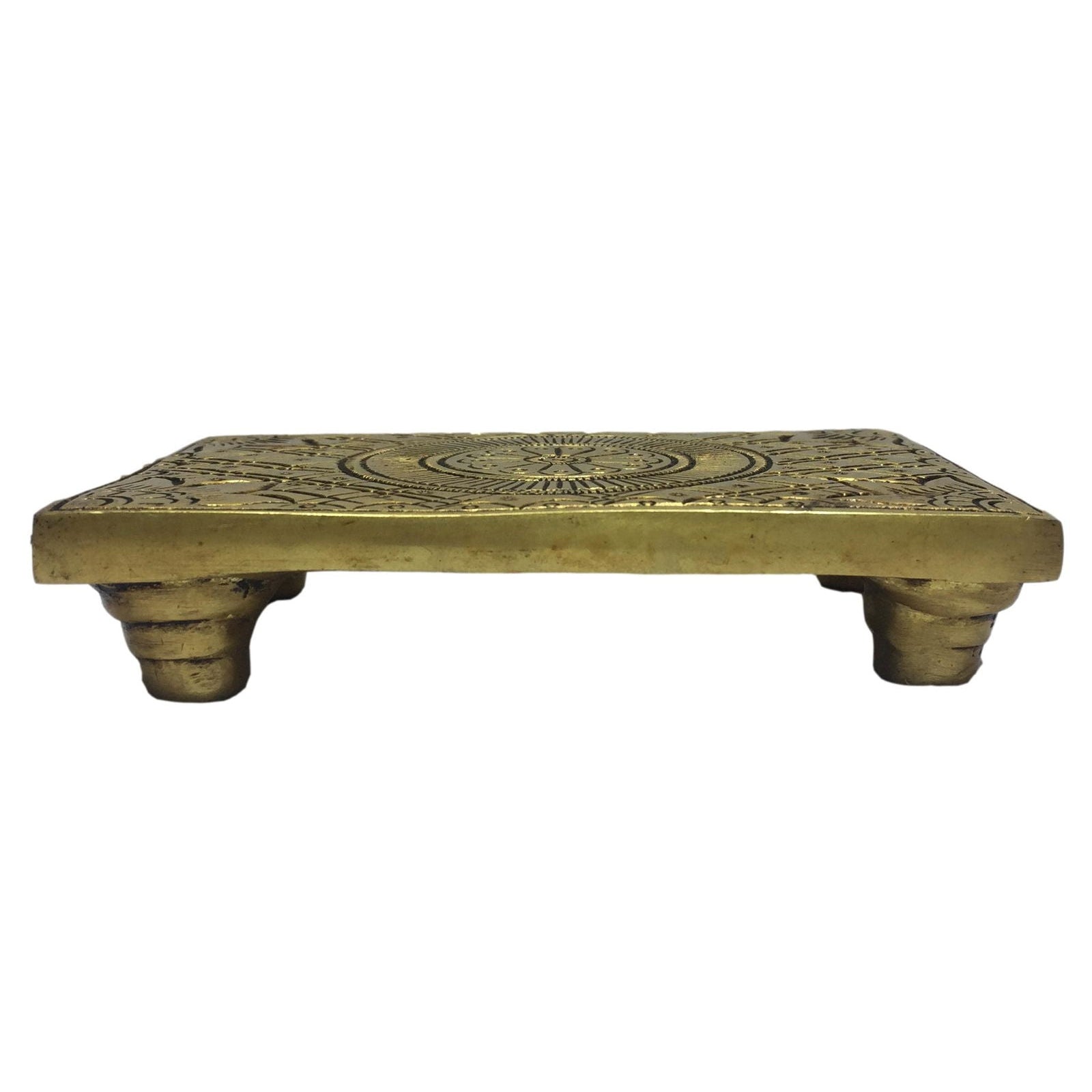 Ram Parivar Brass Antique Idol on Square Peedam 4.5 Inch - Sri Prarthana