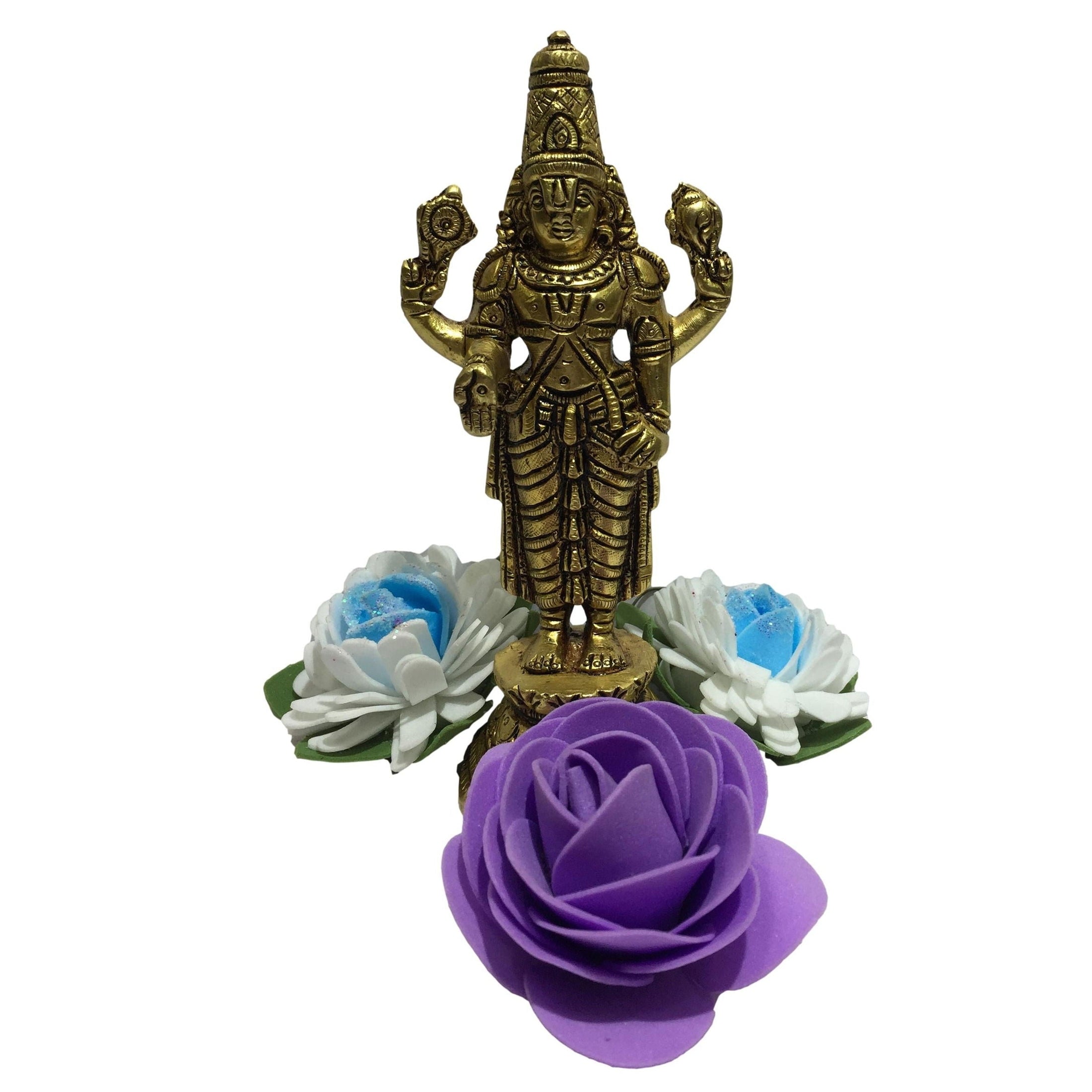 Sri Balaji Brass Antique Murti 5.75 Inch - Sri Prarthana