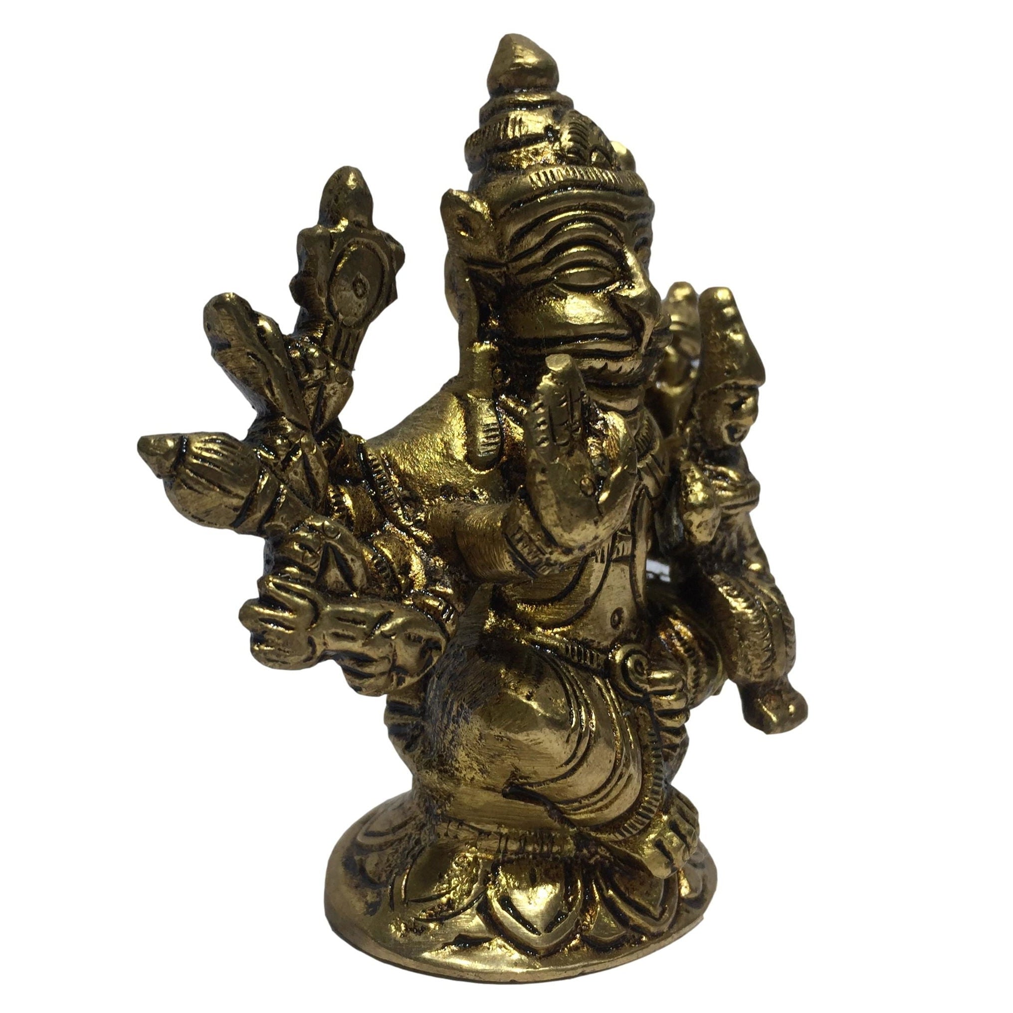Sri Lakshmi Narasimhar with multiple hands Brass Antique Statue 3 Inch - Sri Prarthana