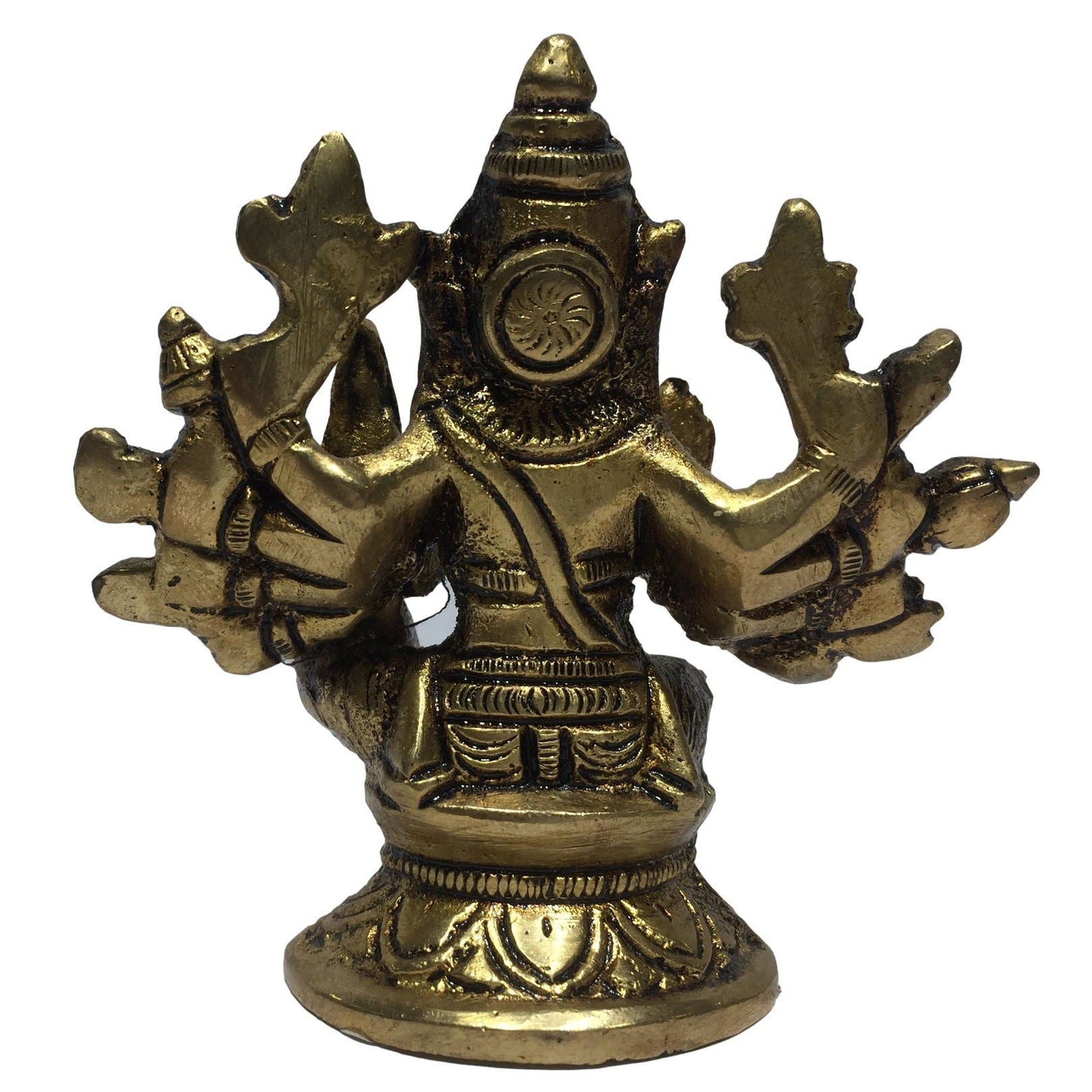 Sri Lakshmi Narasimhar with multiple hands Brass Antique Statue 3 Inch - Sri Prarthana