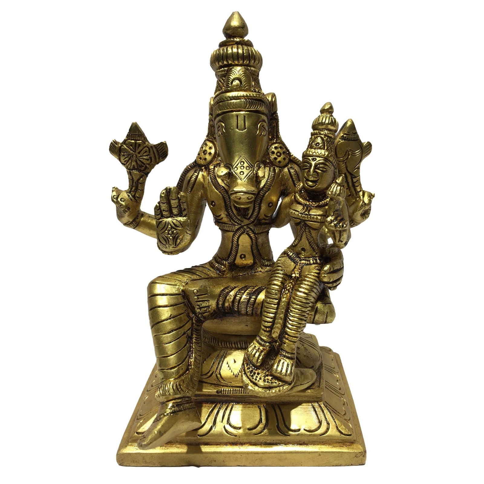 Sri Lakshmi Varaahar Brass Antique Statue 6 Inch - Sri Prarthana