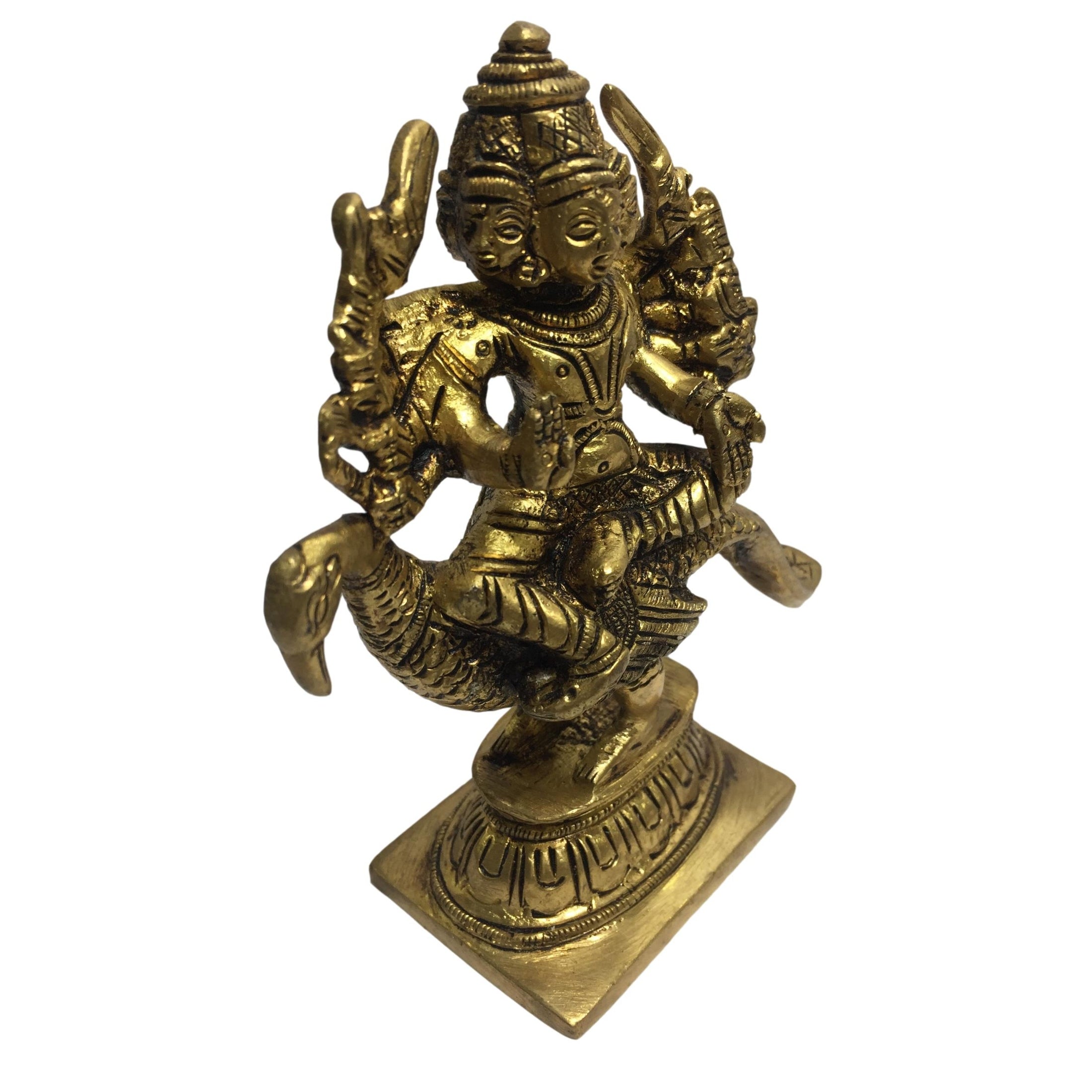 Arumugam in Mayil Brass Antique 5 Inch / ஆறுமுகசுவாமி முருகன் - Sri Prarthana