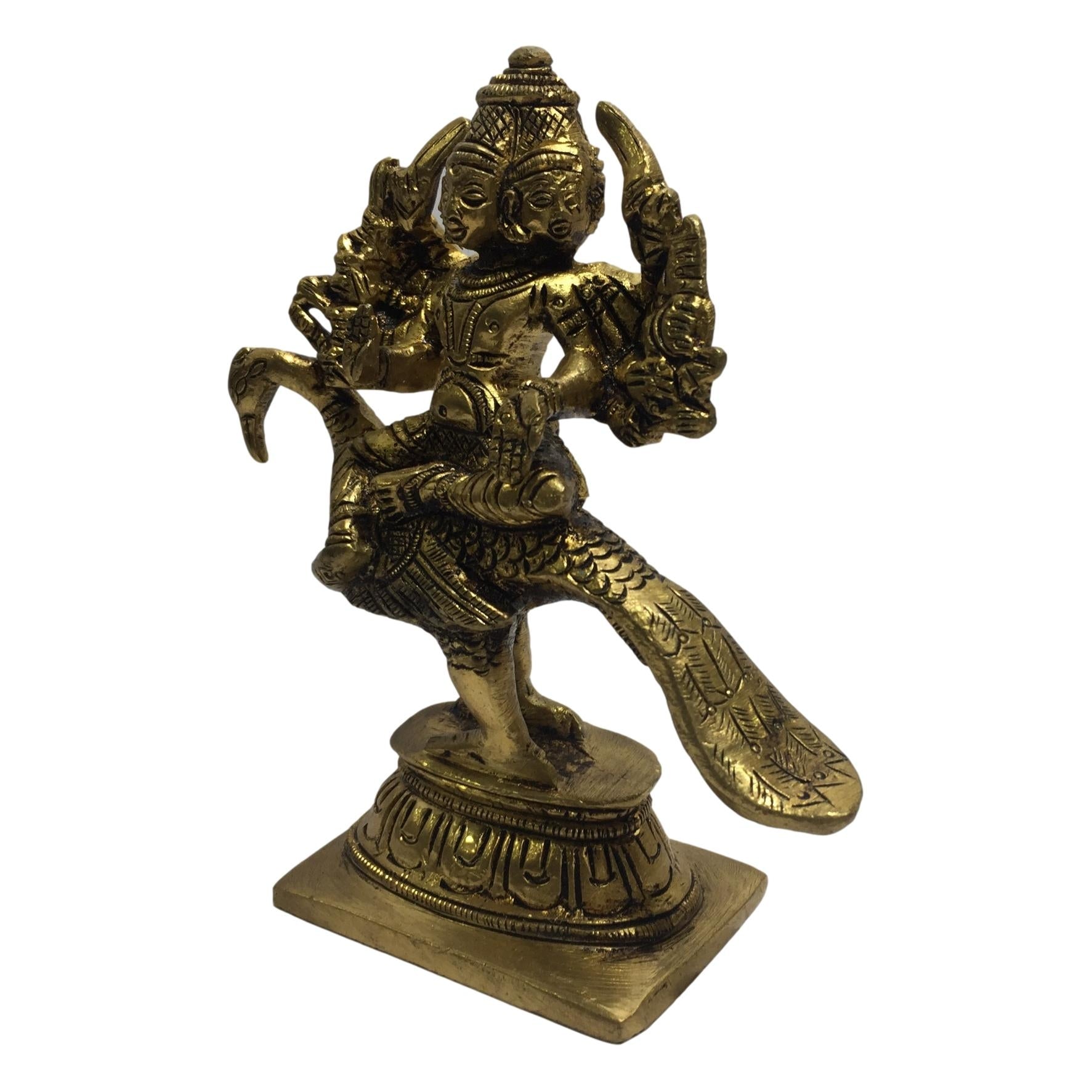 Arumugam in Mayil Brass Antique 5 Inch / ஆறுமுகசுவாமி முருகன் - Sri Prarthana