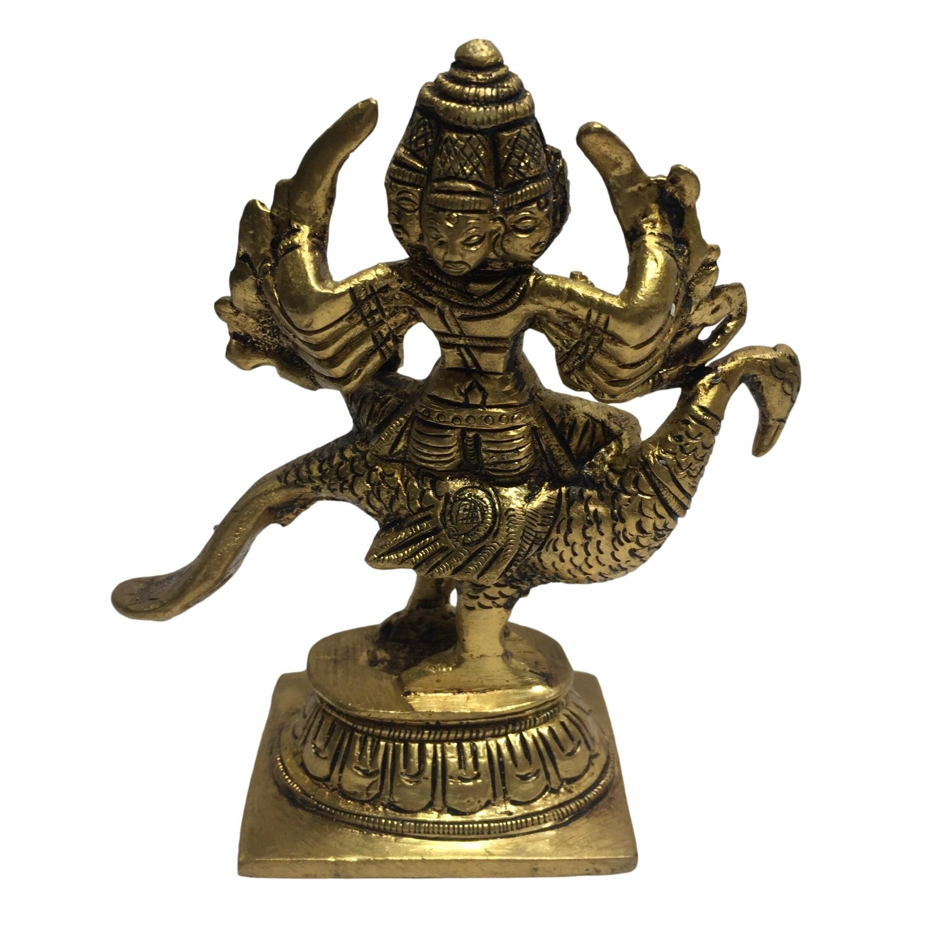 Arumugam in Mayil Brass Antique 5 Inch / ஆறுமுகசுவாமி முருகன் - Sri Prarthana