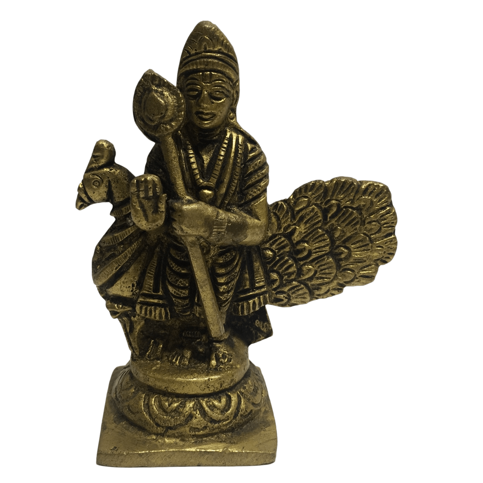 Mayil Vahana Murugan Brass Antique 3.5 inch / மயில்வாகனன் முருகன் - Sri Prarthana