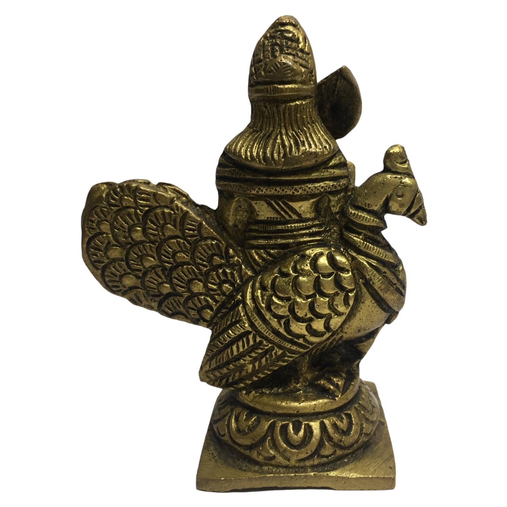 Mayil Vahana Murugan Brass Antique 3.5 inch / மயில்வாகனன் முருகன் - Sri Prarthana