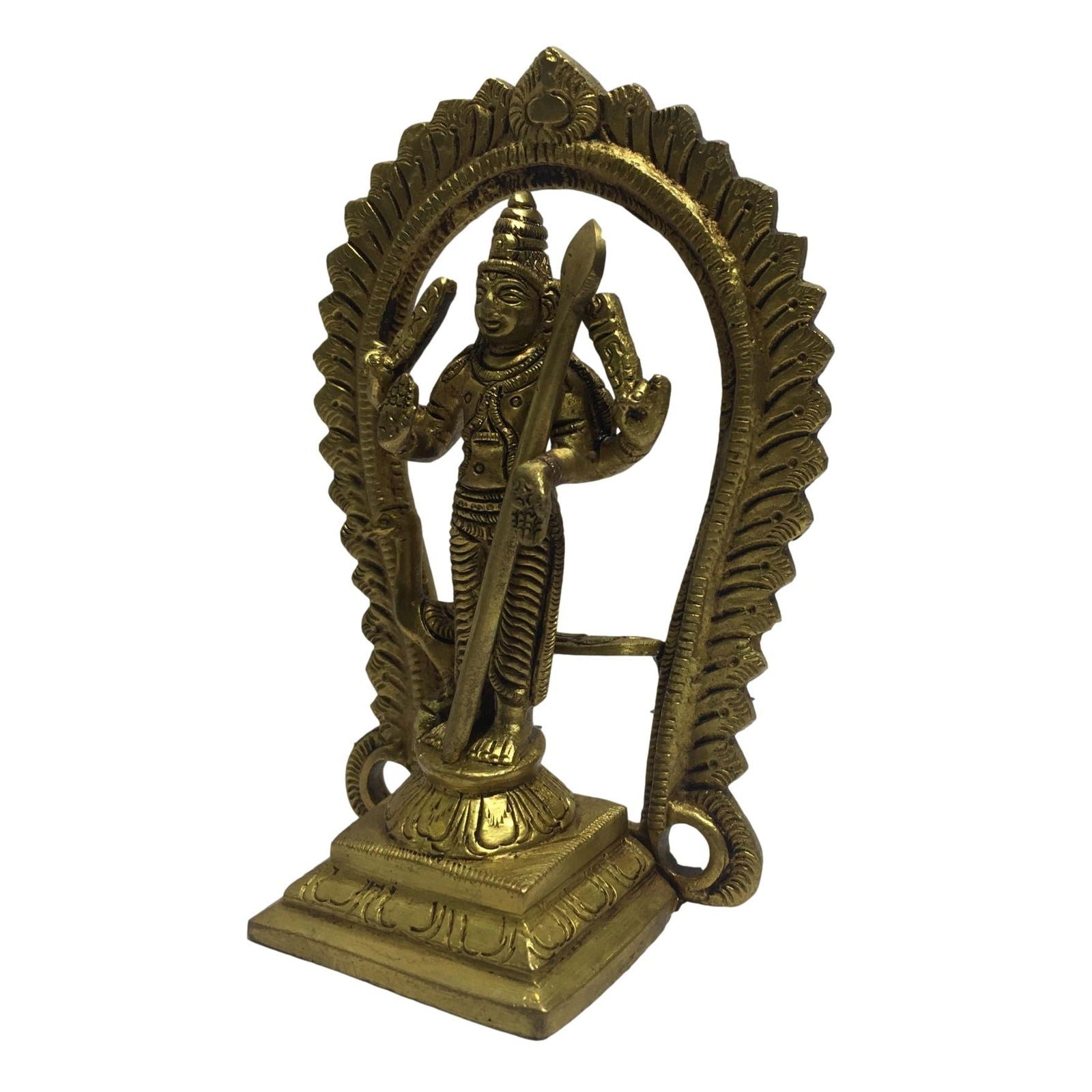 Raja Murugan with Mayil in Prabai Brass Antique 5 inch /முருகன் மயிலுடன் பிரபையில் இருந்து தரிசனம் தந்தருள்கிறார் - Sri Prarthana