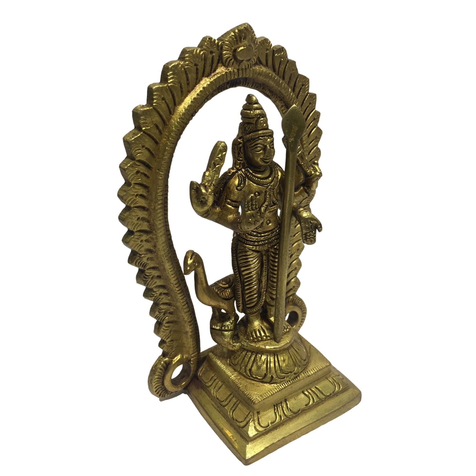 Raja Murugan with Mayil in Prabai Brass Antique 5 inch /முருகன் மயிலுடன் பிரபையில் இருந்து தரிசனம் தந்தருள்கிறார் - Sri Prarthana