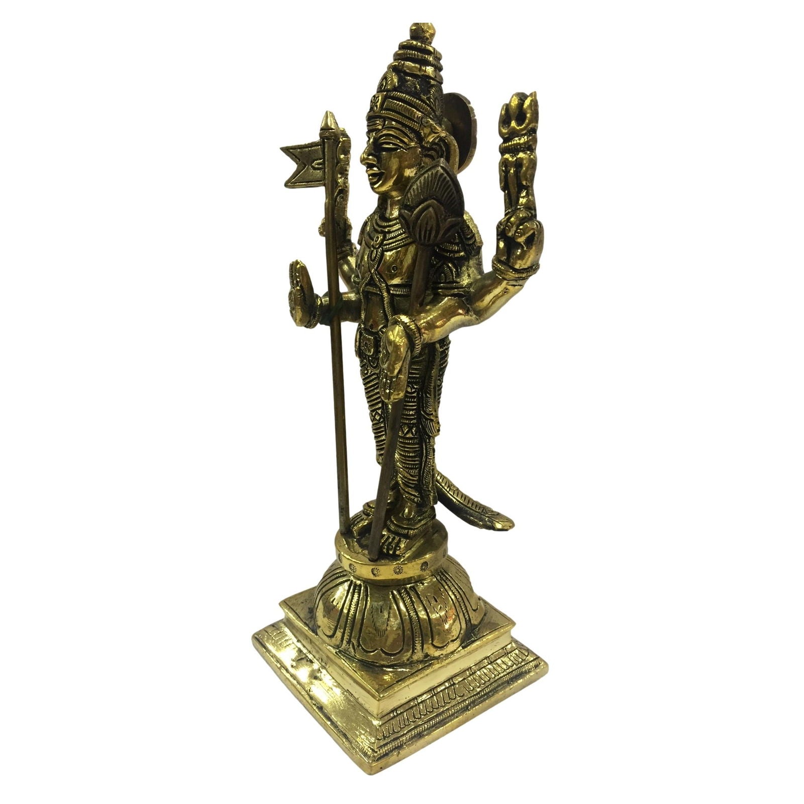 Rajalankara Murugan standing with Peacock Brass Antique 9.5 inch / பால முருகன் பெரிய சிலை - Sri Prarthana