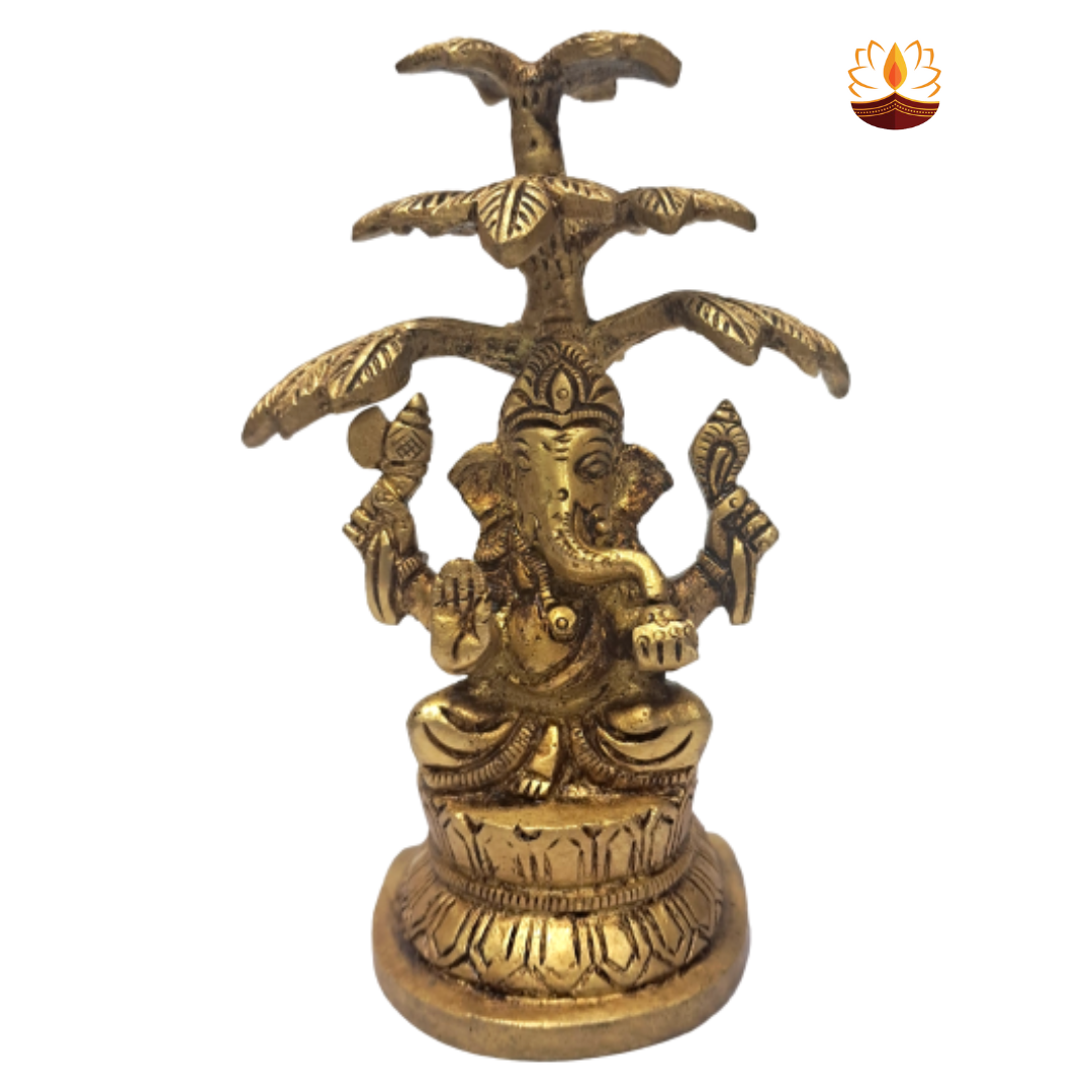 Brass Ganesh Under the tree antique - 5 Inches