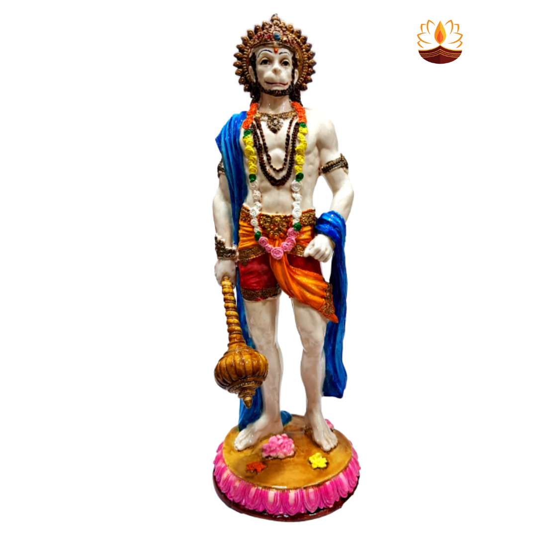 Standing Hanuman Marble Dust Figurine Pooja Decorative Showpiece Size 10 inch