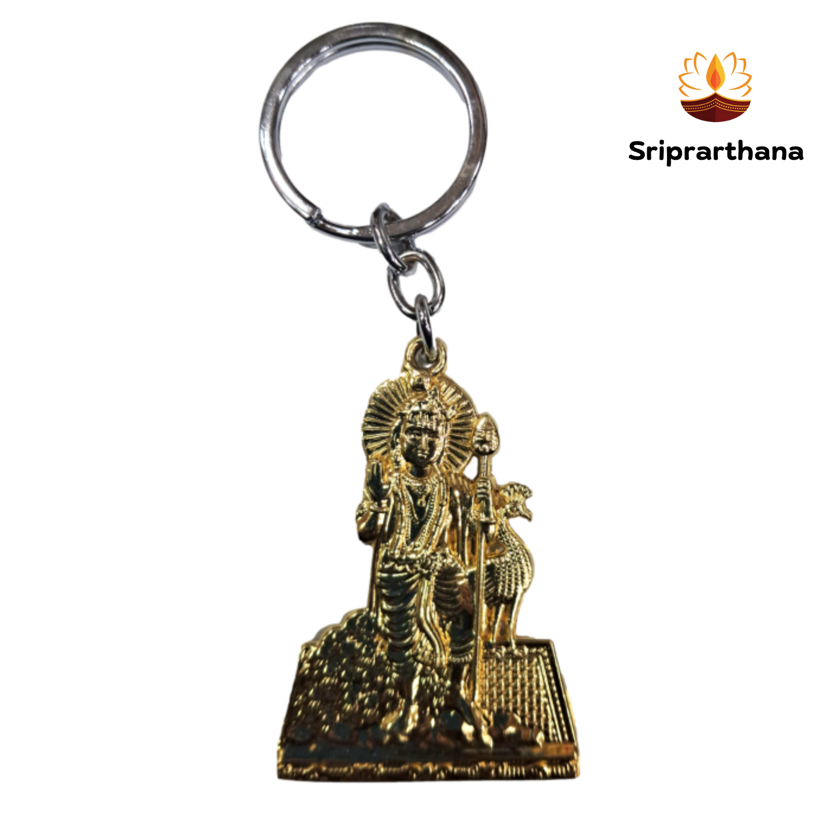 Golden Peacock Murugan Metal Key Chain