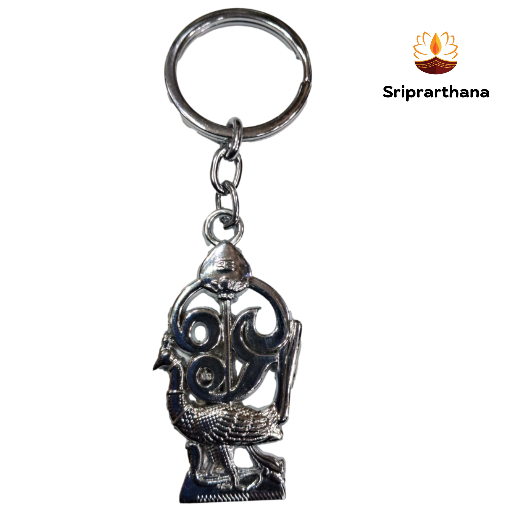 Tamil Ohm Vel with Peacock Brass Metal Key Chain