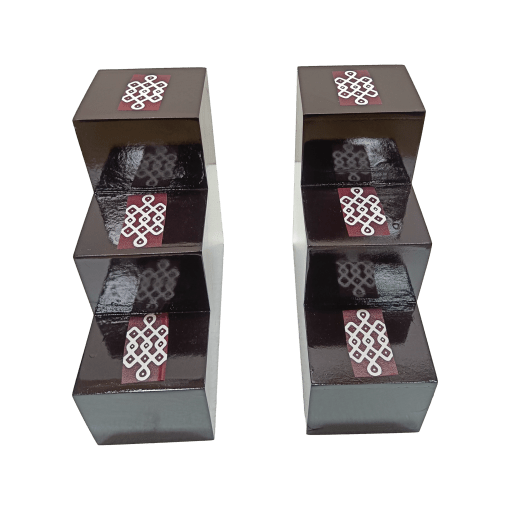 Wooden 3 Steps Deep Stand Black Finish Villaku Padi Set size 7.5 x 7.5 inch