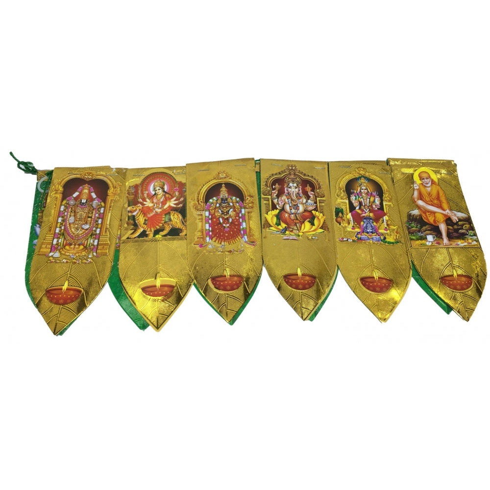 Golden Mango Leaves Thoranam with Deities