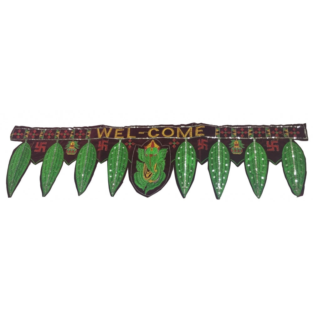 Ganesh Printed Mango Leaf Welcome Velvet Thoran 8 inches