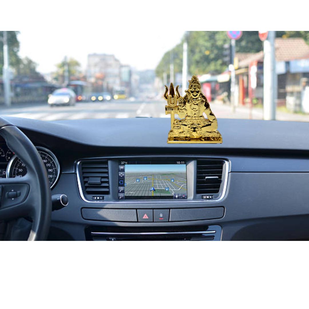 Golden Shining Yoga Shiva Car Decorative Stand Showpiece size 2.5 inch