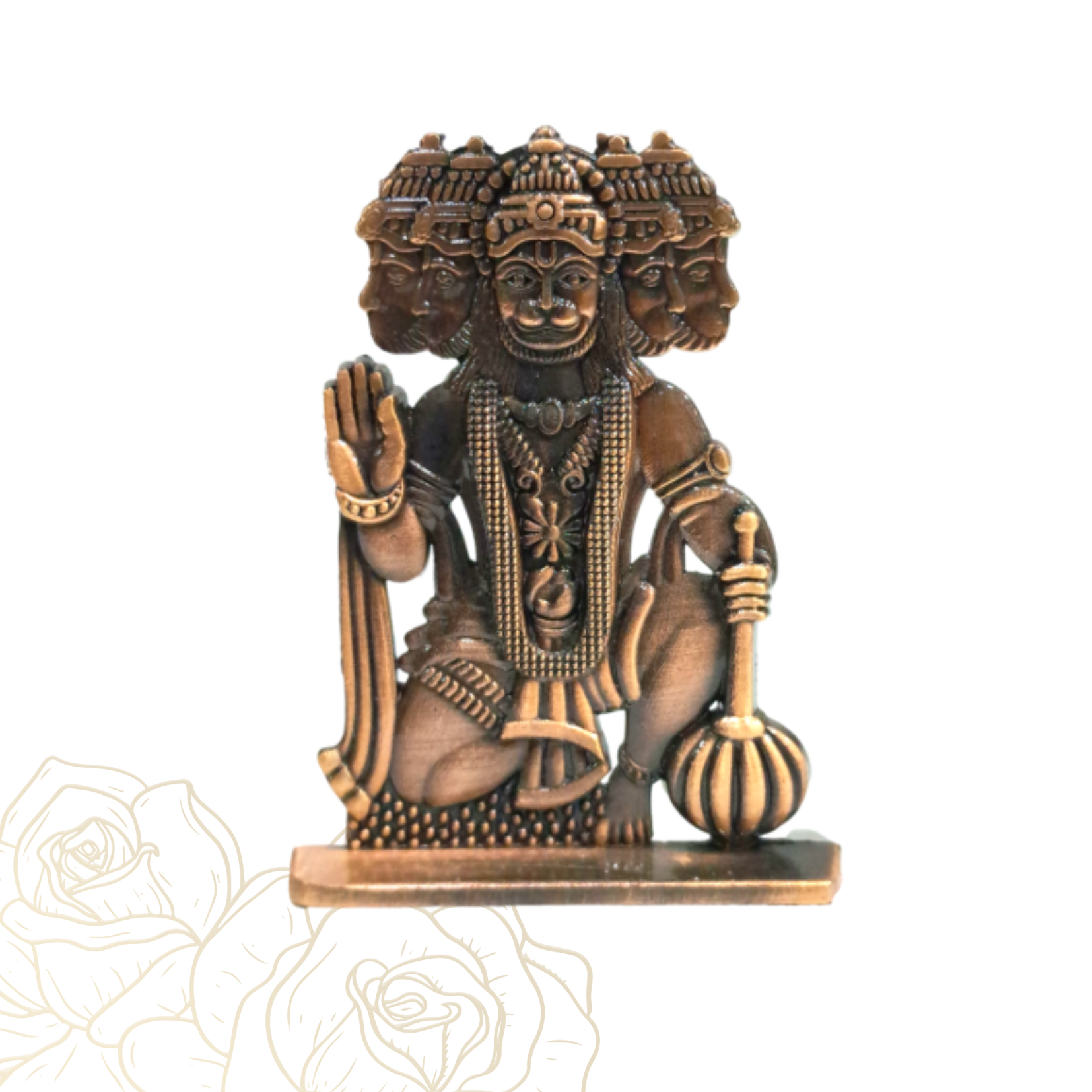 Copper Finish Antique Panchamuga Hanuman Car Decorative Stand Showpiece size 2.5 inch