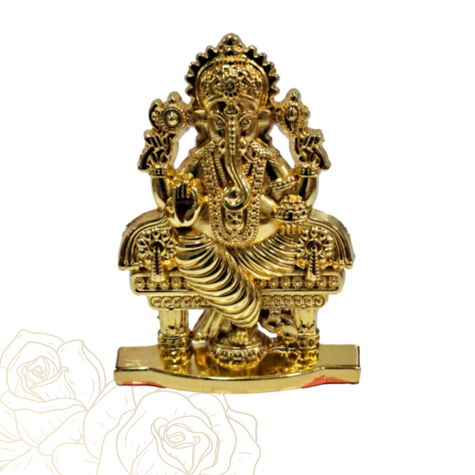 Golden Shining Lord Ganesha Car Decorative Stand Showpiece size 2.5 inch